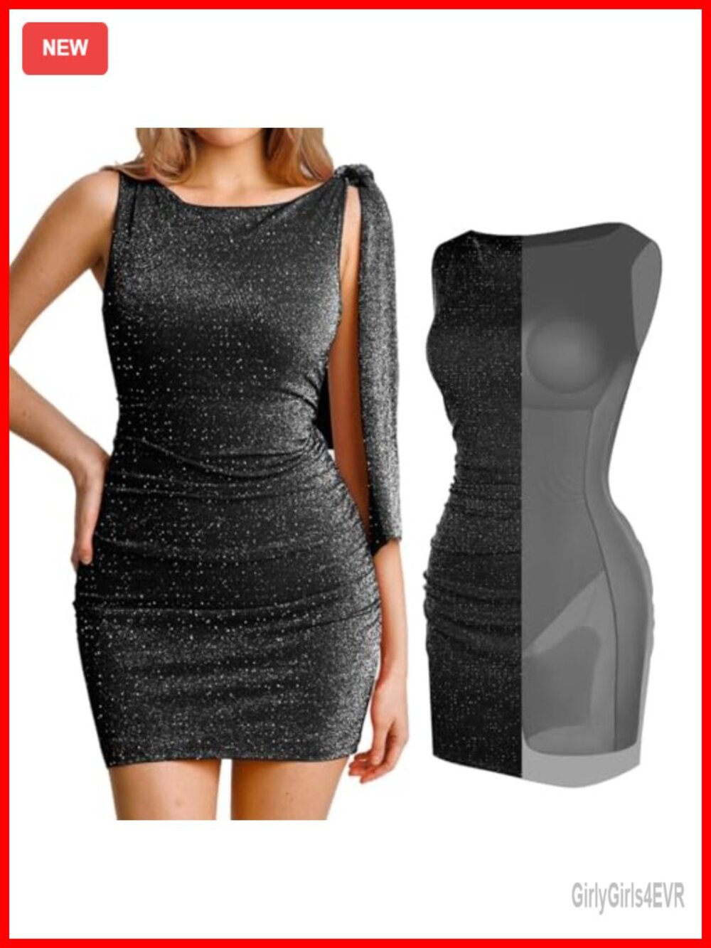 Shapewear Mini Dress Sequin Boat Neck Multi-Way Bodycon Club Night Out